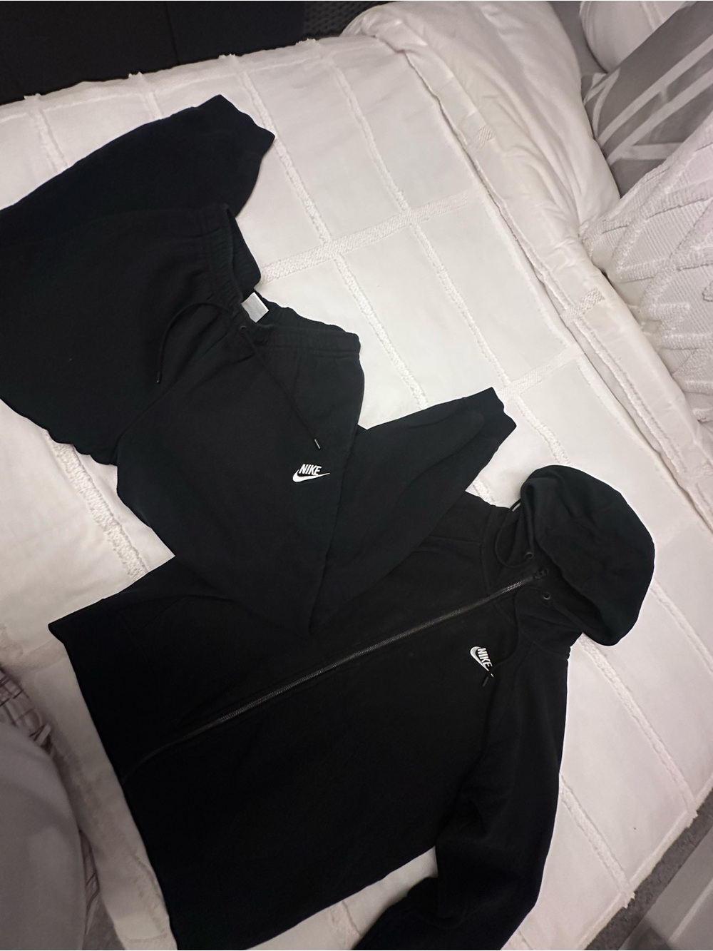 Nike Black Hoodie and Joggers Set with White Swoosh
